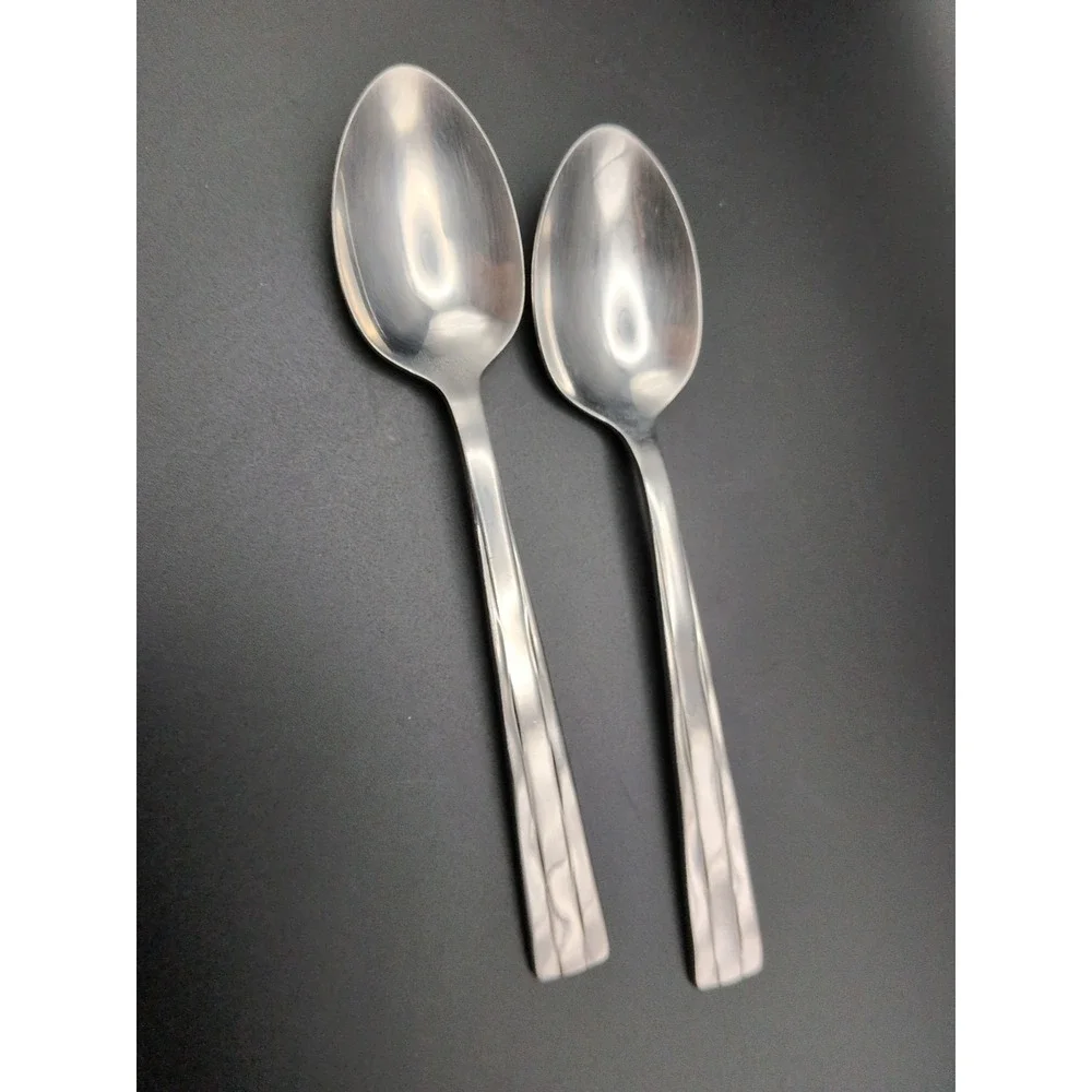 Oneida Camden Stainless USA Flatware 2 Teaspoons Shiny VTG Replacement Pieces